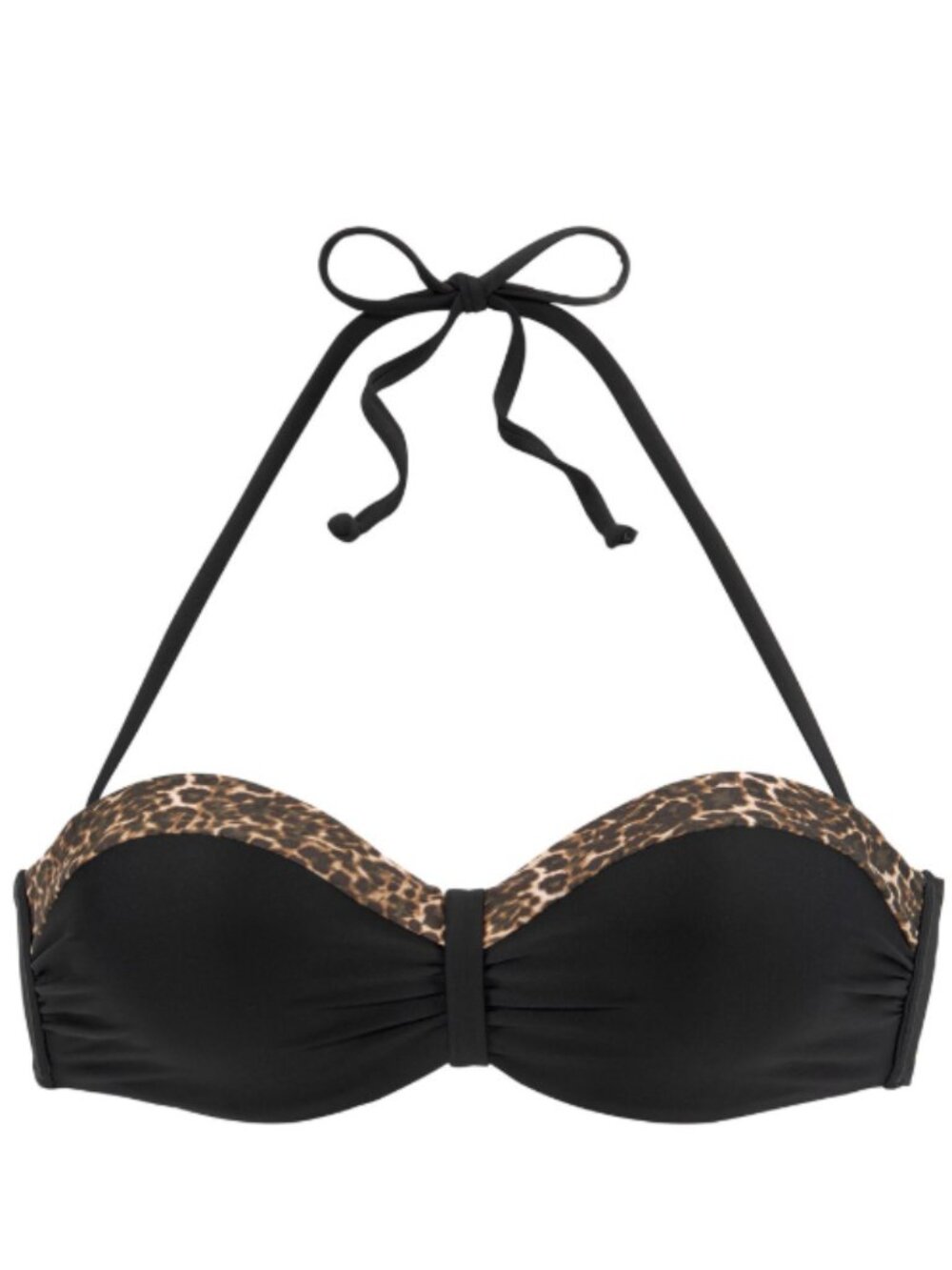 Leopard Trim Bandeau Bikini Top Size 32C- New in original packaging!